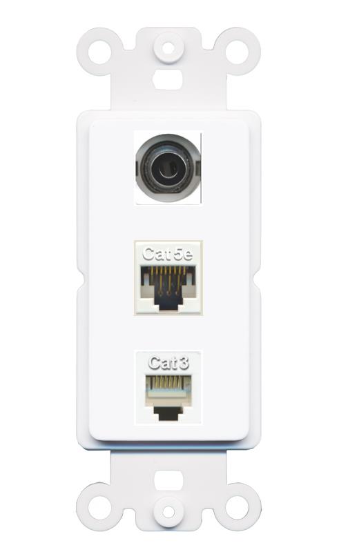 3.5mm CAT5E PHONE Wall Plate [White]