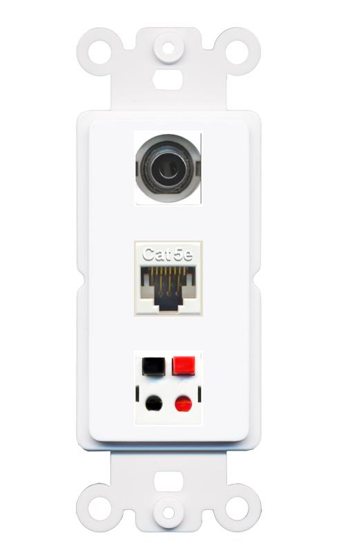 3.5mm CAT5E SPEAKER Wall Plate [White]