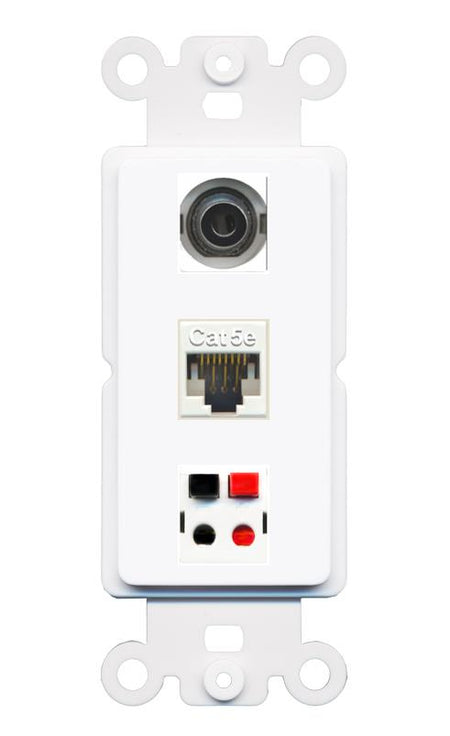 3.5mm CAT5E SPEAKER Wall Plate [White]
