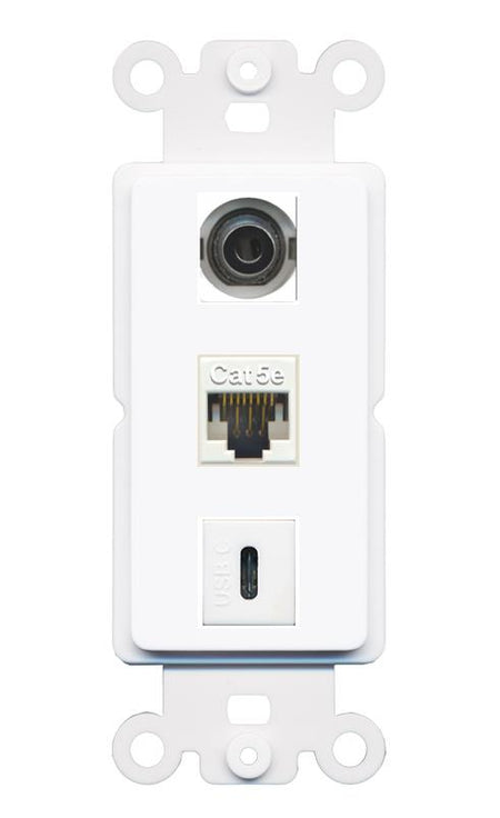 3.5mm CAT5E USBC Wall Plate [White]