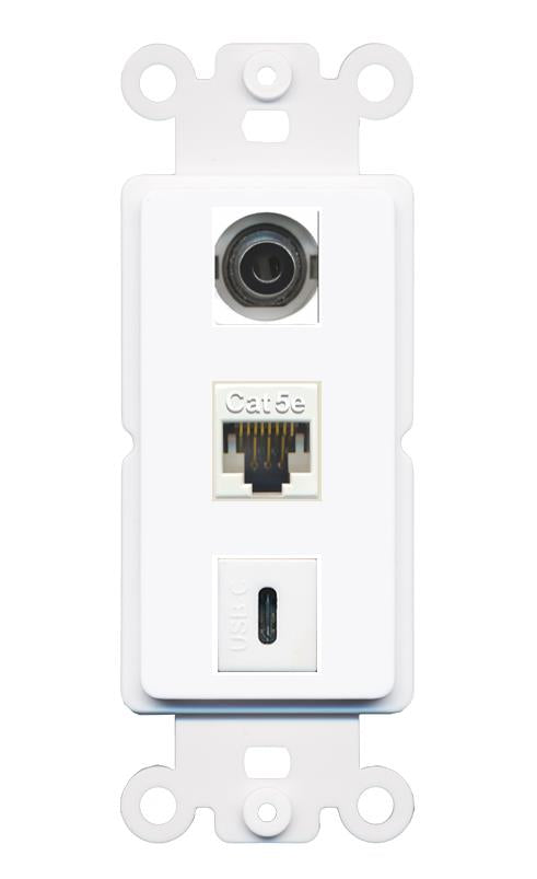 3.5mm CAT5E USBC Wall Plate [White]