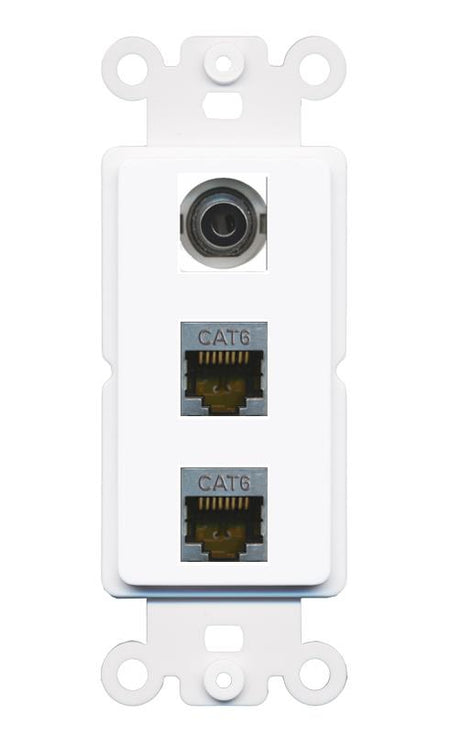 3.5mm 2 CAT6-SHIELDED Wall Plate [White]