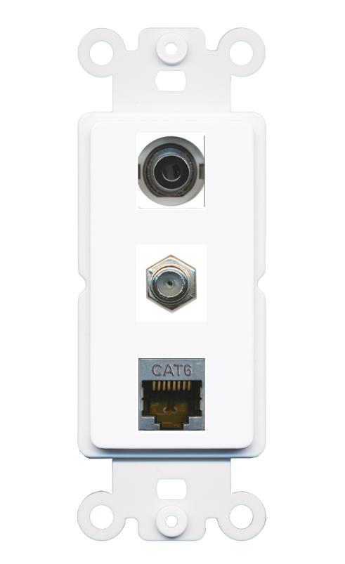 3.5mm CAT6-SHIELDED COAX Wall Plate [White]