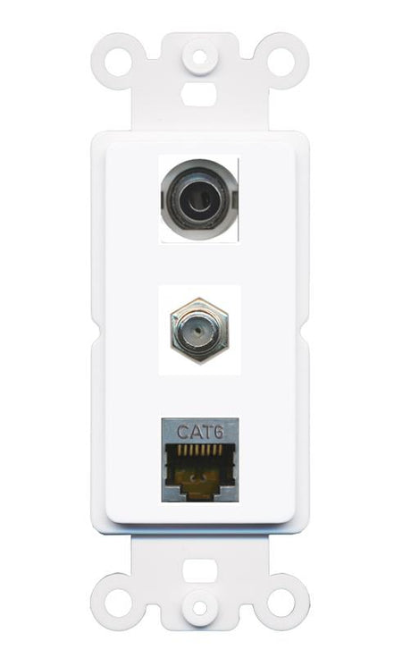 3.5mm CAT6-SHIELDED COAX Wall Plate [White]