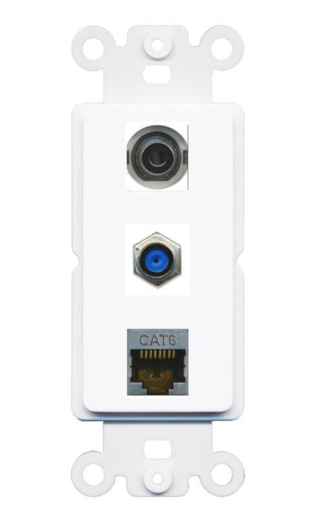 3.5mm CAT6-SHIELDED F81 Wall Plate [White]