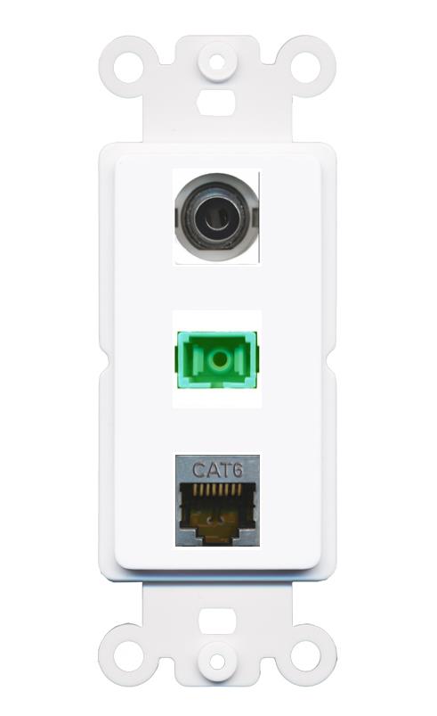 3.5mm CAT6-SHIELDED SC-APC-SX Wall Plate [White]