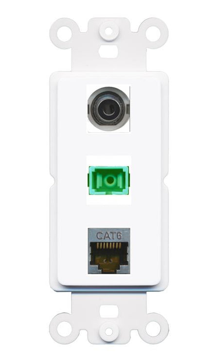 3.5mm CAT6-SHIELDED SC-APC-SX Wall Plate [White]