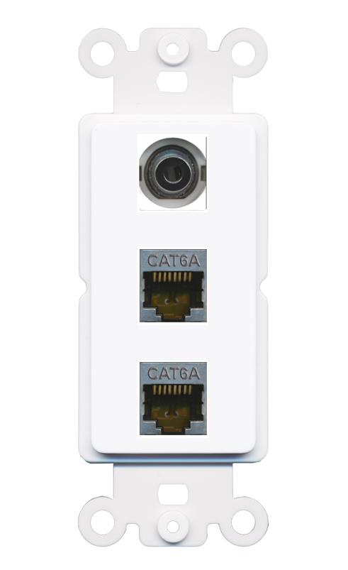 3.5mm 2 CAT6A Wall Plate [White]