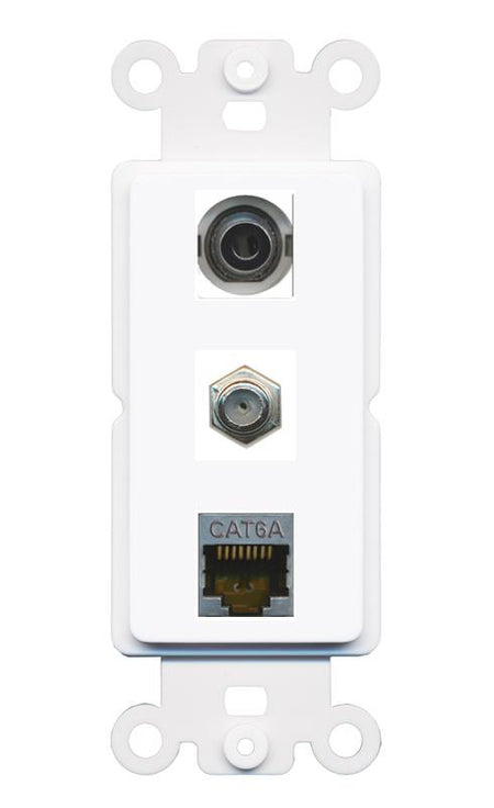 3.5mm CAT6A COAX Wall Plate [White]
