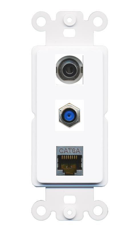 3.5mm CAT6A F81 Wall Plate [White]