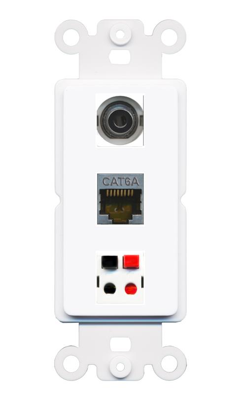 3.5mm CAT6A SPEAKER Wall Plate [White]