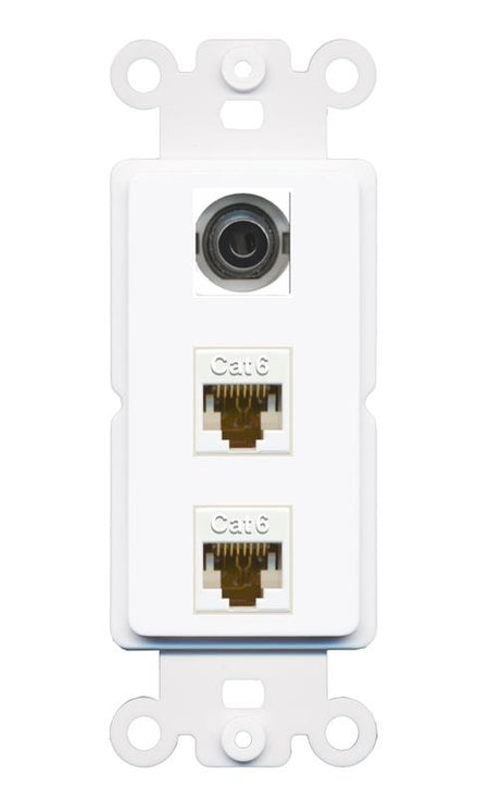 3.5mm 2 CAT6 Wall Plate [White]