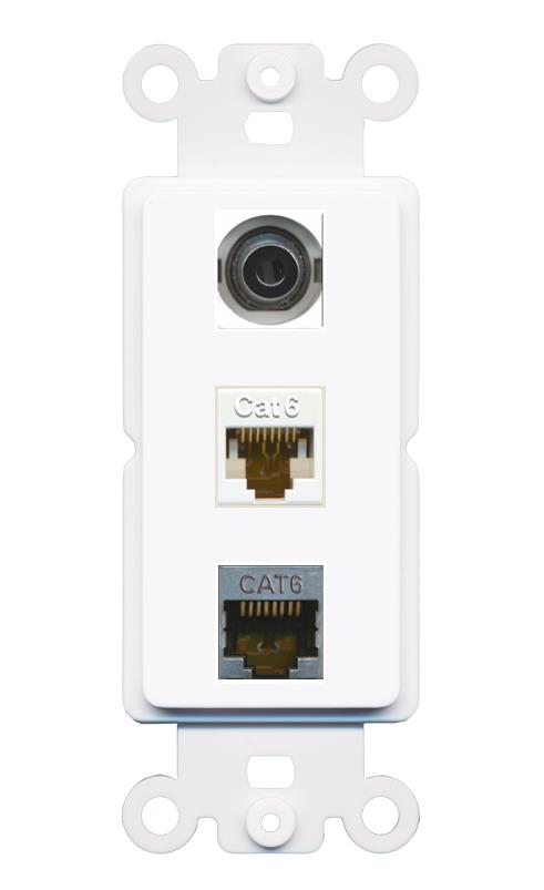 3.5mm CAT6 CAT6-SHIELDED Wall Plate [White]