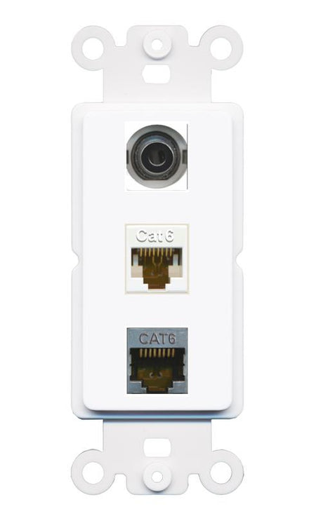 3.5mm CAT6 CAT6-SHIELDED Wall Plate [White]