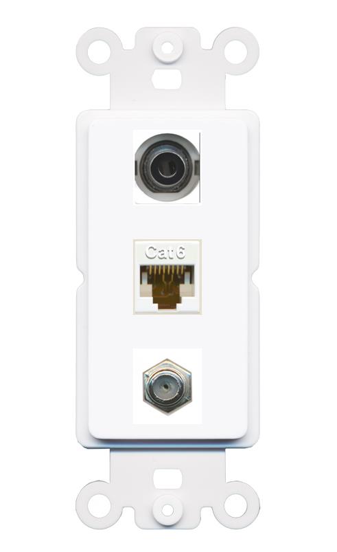 3.5mm CAT6 COAX Wall Plate [White]