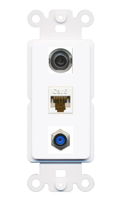 3.5mm CAT6 F81 Wall Plate [White]