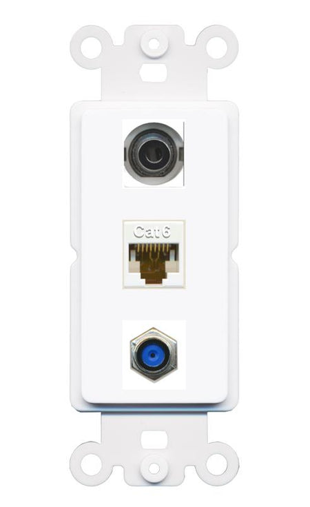 3.5mm CAT6 F81 Wall Plate [White]
