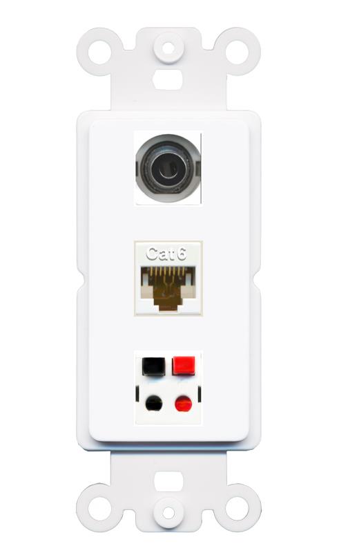 3.5mm CAT6 SPEAKER Wall Plate [White]