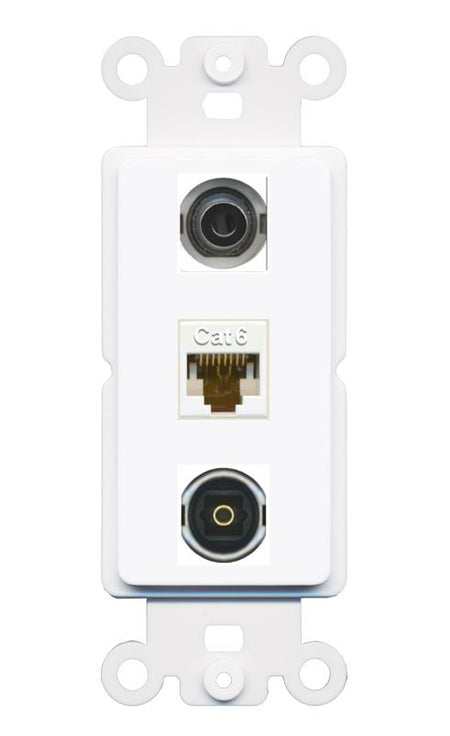 3.5mm CAT6 TOSLINK Wall Plate [White]