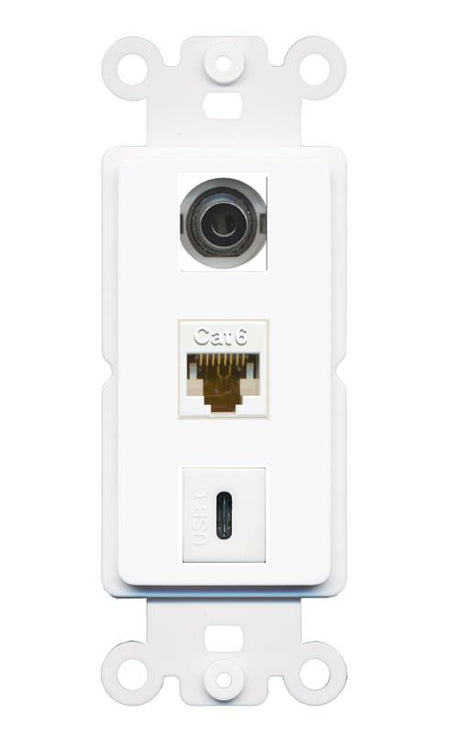 3.5mm CAT6 USBC Wall Plate [White]