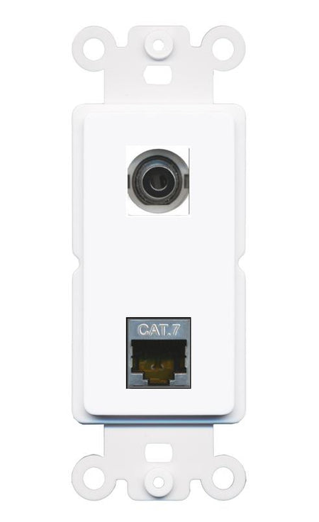 3.5mm CAT7 Rocker Insert Module Wall Plate [White]