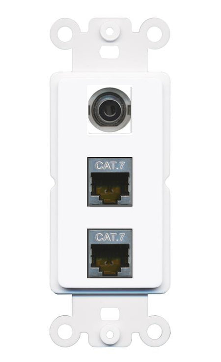 3.5mm 2 CAT7 Wall Plate [White]