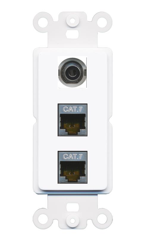 3.5mm 2 CAT7 Wall Plate [White]