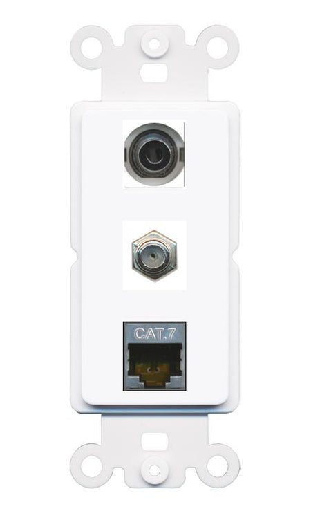 3.5mm CAT7 COAX Wall Plate [White]