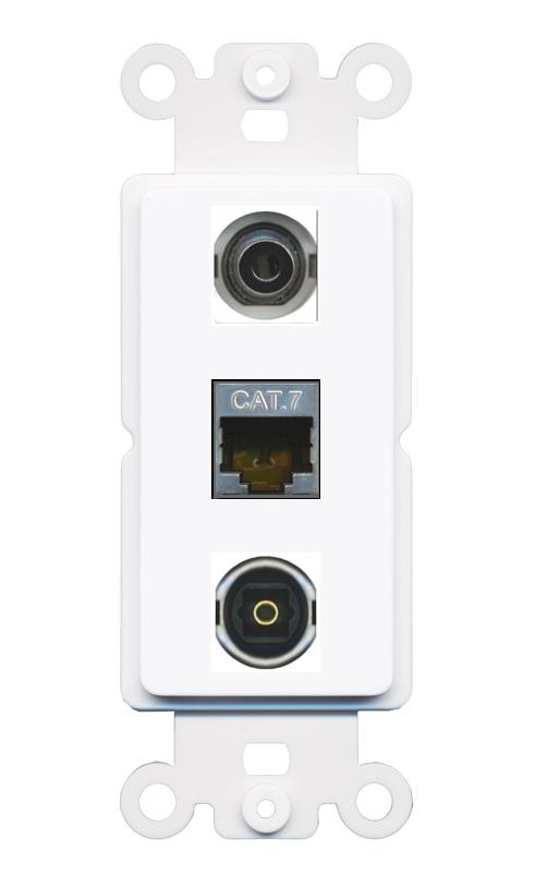 3.5mm CAT7 TOSLINK Wall Plate [White]