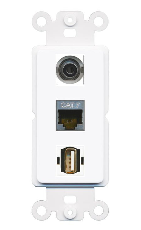 3.5mm CAT7 USB2 Wall Plate [White]