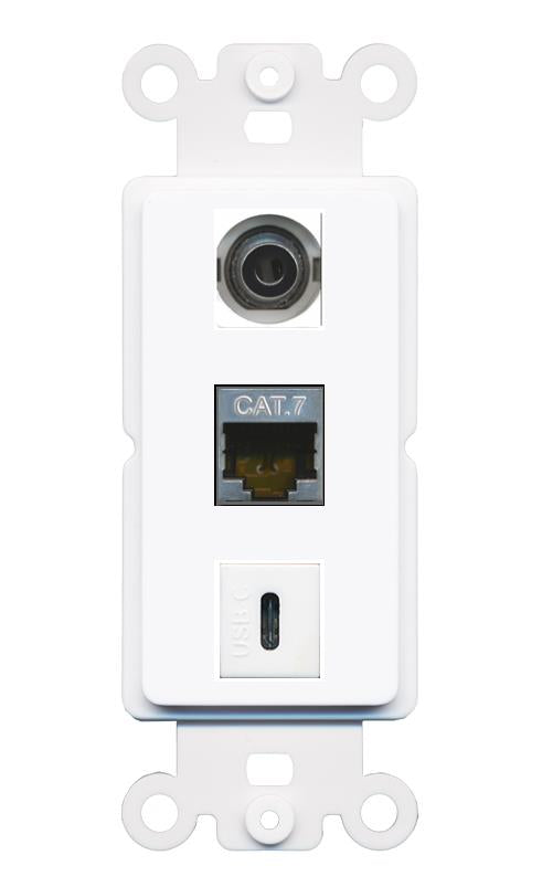 3.5mm CAT7 USBC Wall Plate [White]