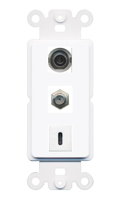 3.5mm COAX USBC Wall Plate [White]