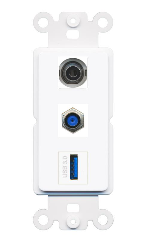 3.5mm F81 USB-3 Wall Plate [White]