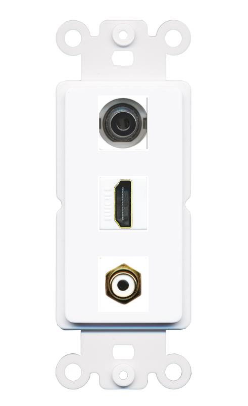 3.5mm HDMI RCA-WHITE Wall Plate [White]
