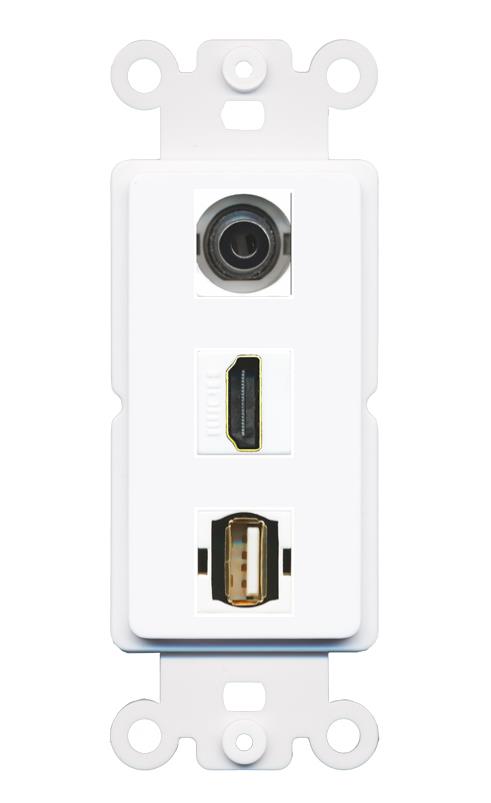 3.5mm HDMI USB2 Wall Plate [White]