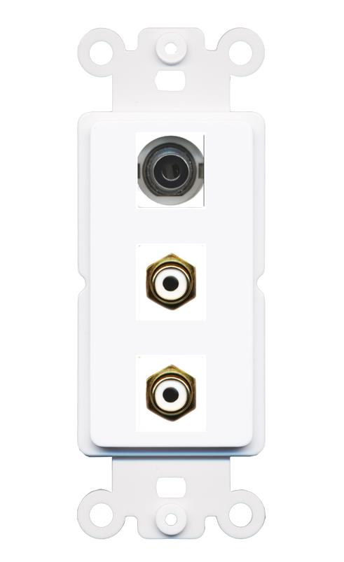 3.5mm 2 RCA-WHITE Wall Plate [White]