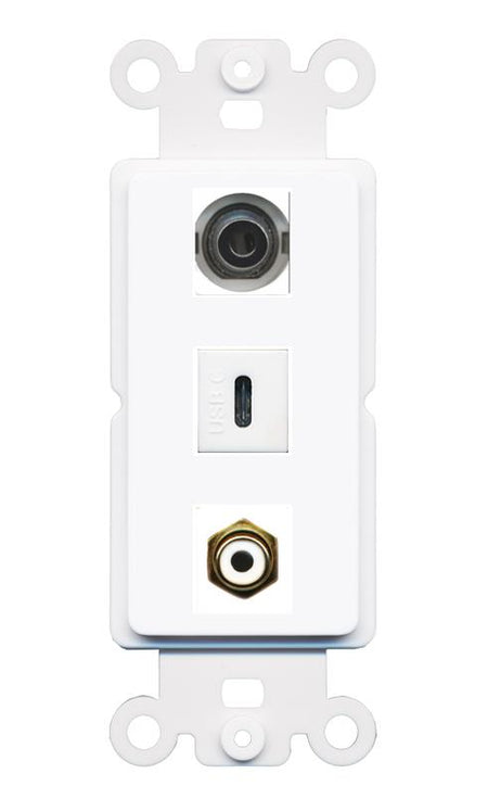 3.5mm RCA-WHITE USBC Wall Plate [White]
