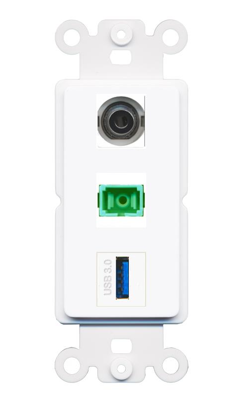3.5mm SC-APC-SX USB-3 Wall Plate [White]
