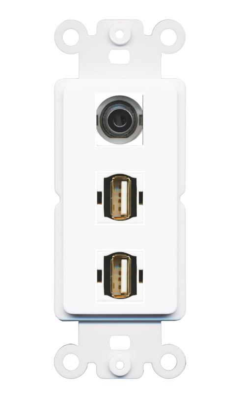 3.5mm 2 USB2 Wall Plate [White]