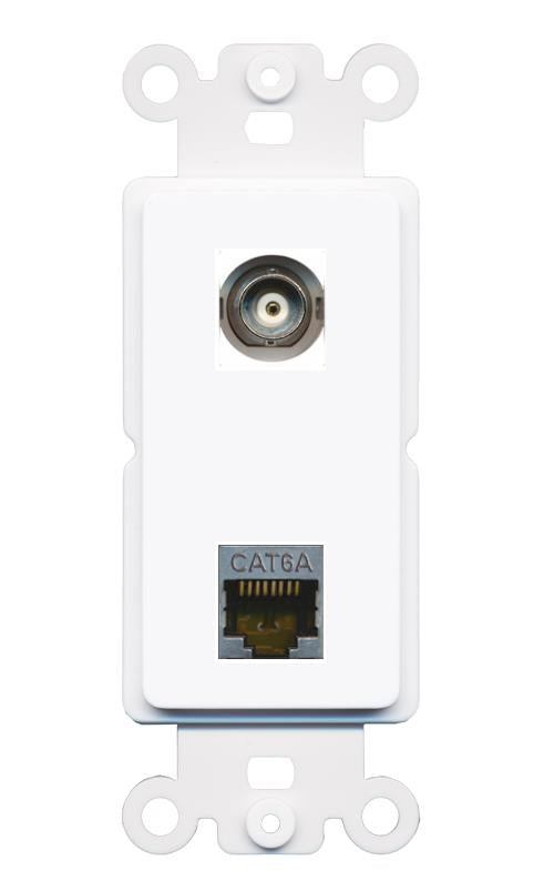 BNC CAT6A Rocker Insert Module Wall Plate [White]