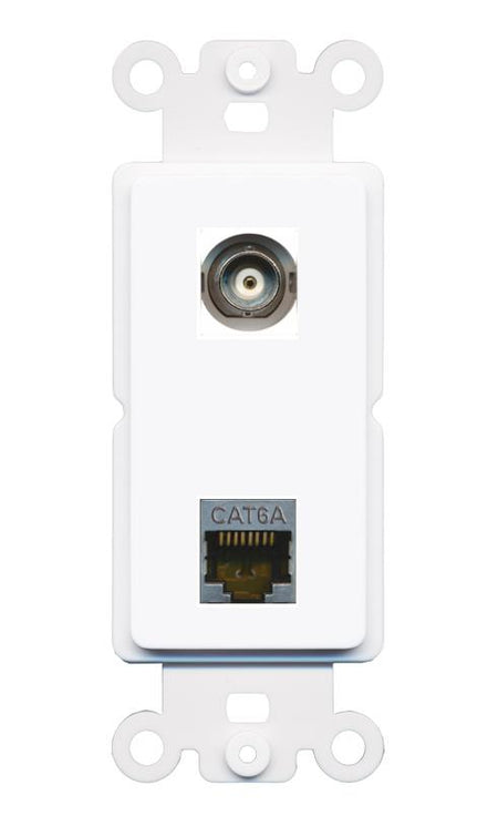 BNC CAT6A Rocker Insert Module Wall Plate [White]