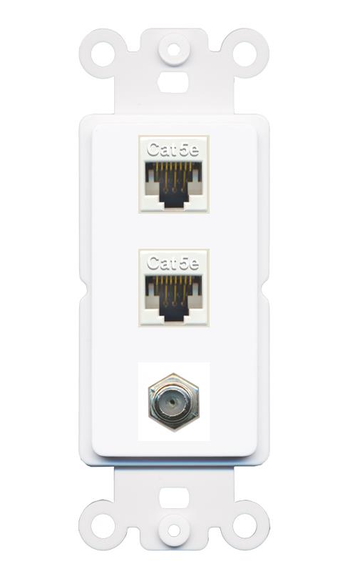 2 CAT5E COAX Wall Plate [White]