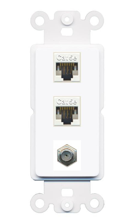 2 CAT5E COAX Wall Plate [White]