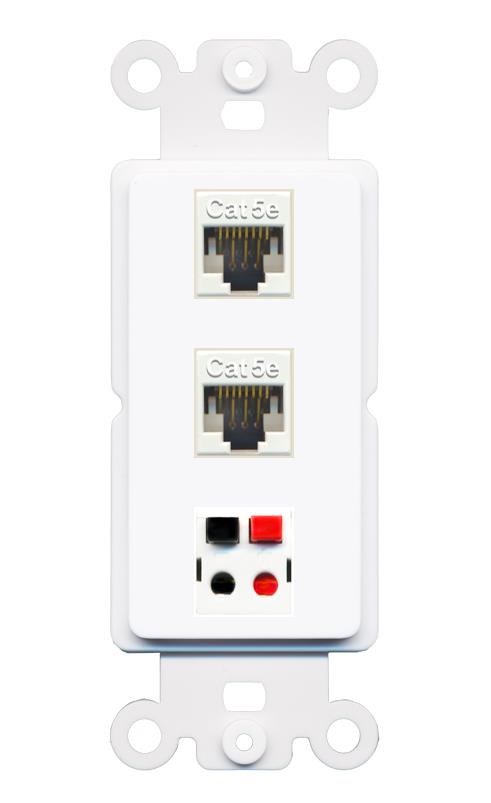 2 CAT5E SPEAKER Wall Plate [White]