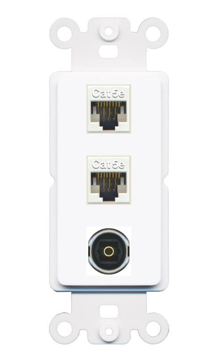 2 CAT5E TOSLINK Wall Plate [White]