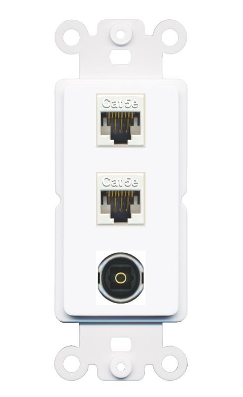 2 CAT5E TOSLINK Wall Plate [White]