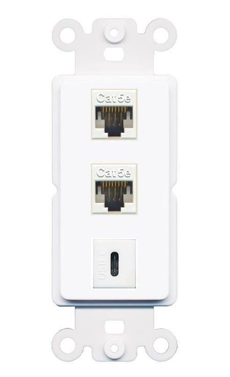 2 CAT5E USBC Wall Plate [White]