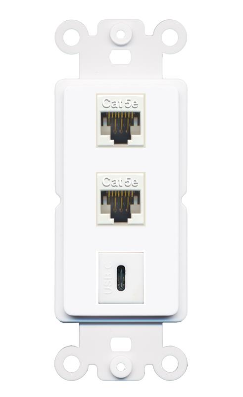 2 CAT5E USBC Wall Plate [White]