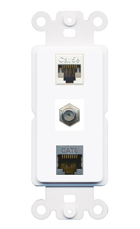 CAT5E CAT6-SHIELDED COAX Wall Plate [White]