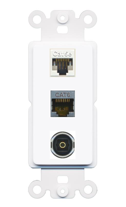 CAT5E CAT6-SHIELDED TOSLINK Wall Plate [White]
